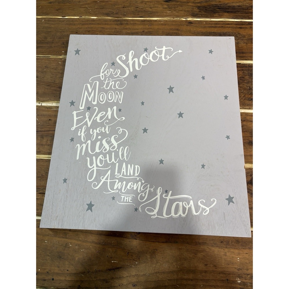 Hobby Lobby Inspirational Stars & Moon Wall Plaque Gray MDF 17.91x20.04in